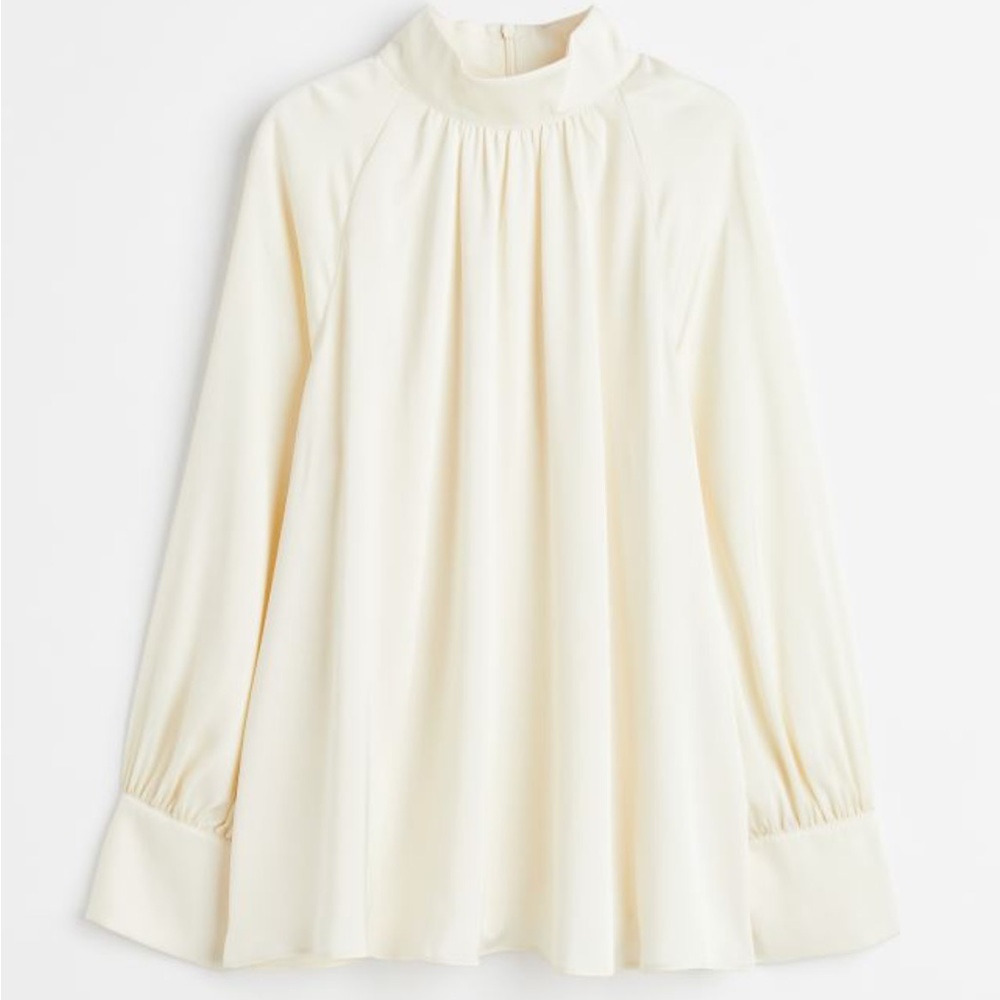 Balloon-sleeved Satin Blouse